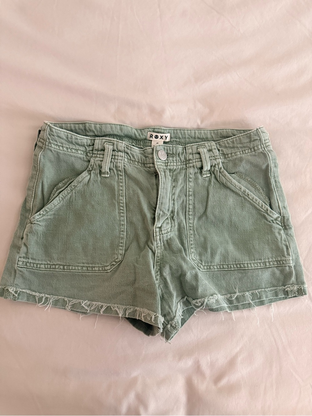 Roxy Sage Green Denim Cutoff Shorts